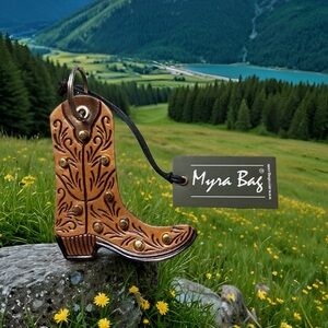 Myra Bag “Saddleblossom” Western Boot Keychain S-11940 Spiced Tan Color NWT